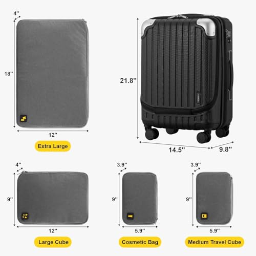 LEVEL8 Grace Carry on Luggage Airline Approved, 20 Inch Expandable Hardside Suitcases with wheels, Abs+Pc Harshell Spinner Luggages with Tsa Lock, Red