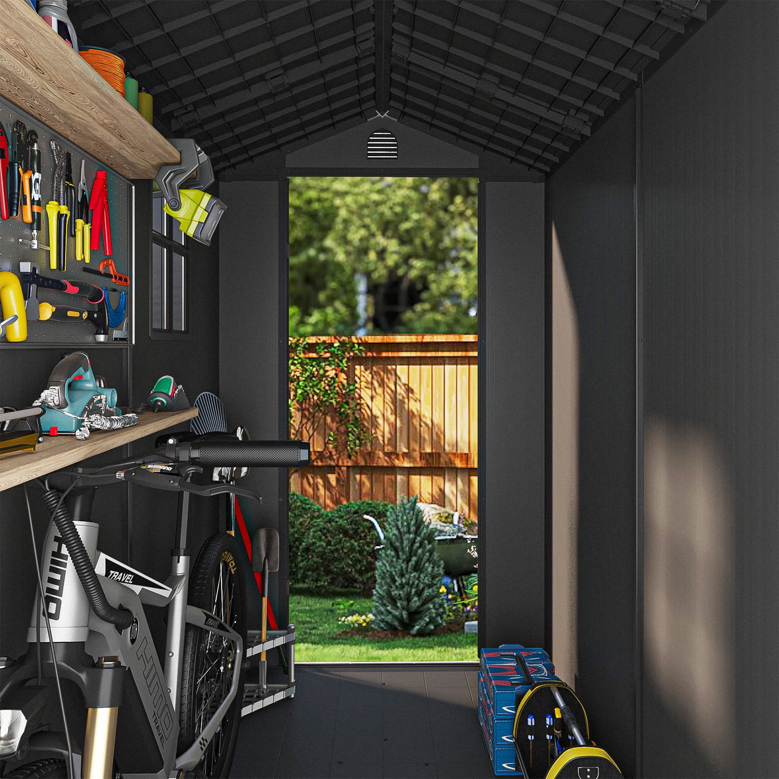 Patiowell 4x8 Resin Shed for Outdoor, Garden tool Storage Shed with Design of Lockable Doors, Tool Storage for Garden