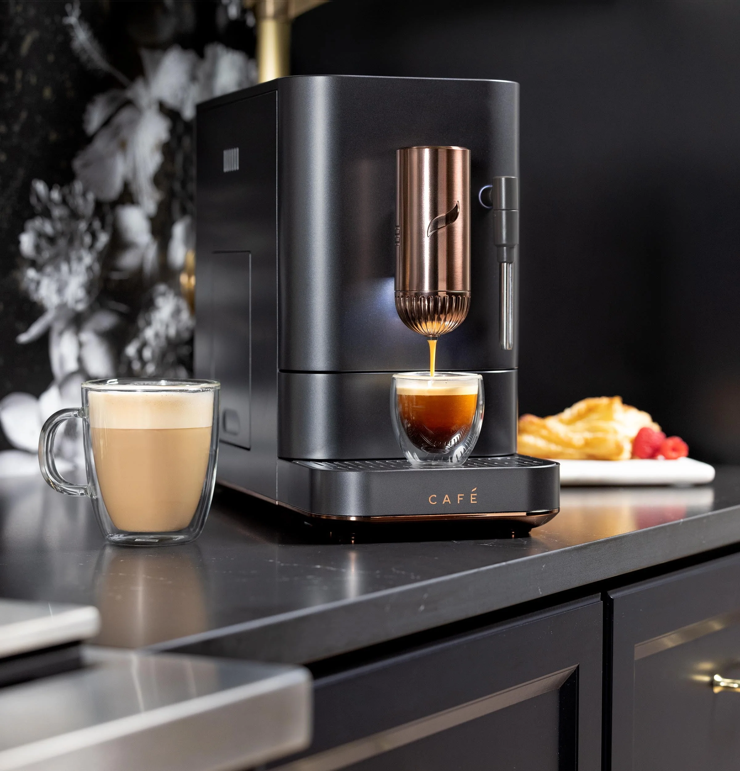 Café Affetto Automatic Espresso Machine + Milk Frother | Built-In & Adjustable Espresso Bean Grinder | One-Touch Brew in 90 Seconds | Matte Black, 1.2 Liter, (C7CEBBS3RD3)