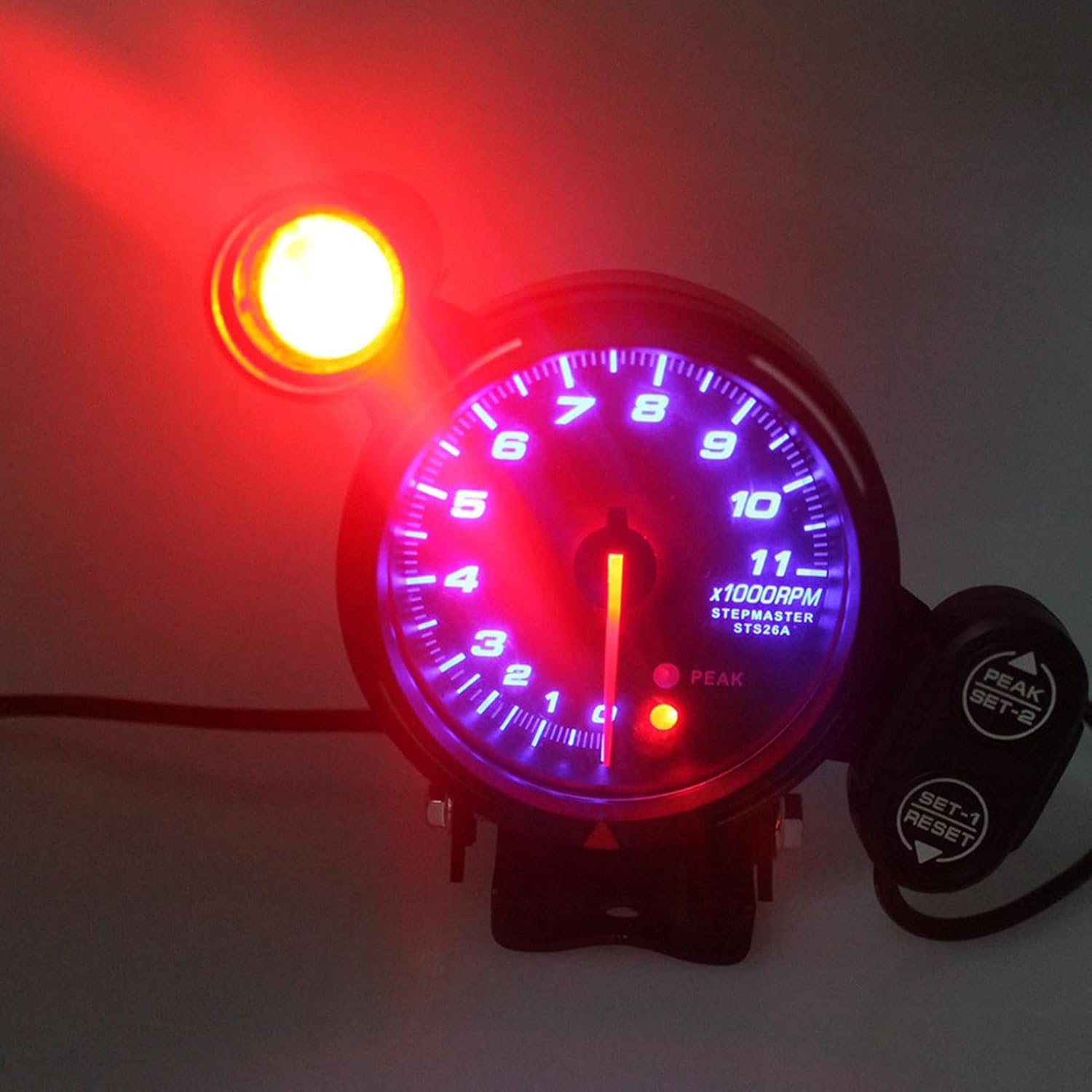 Universal 3.6 Car Tachometer Gauge Kit, Keenso 12V Blue LED 11000 RPM Meter Tachometer for Car with Adjustable Shift Light