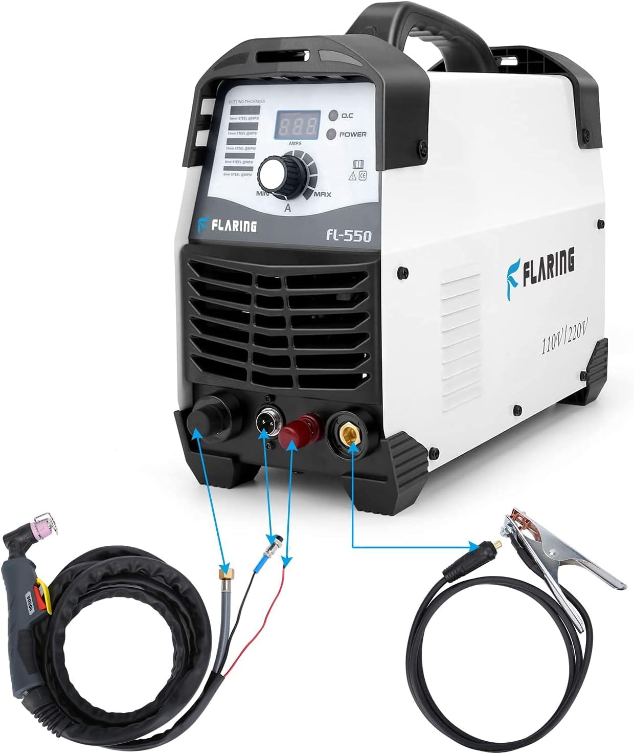 FLARING Plasma Cutter 50 AMP 110V/220V 1/2'' Clean Cut Max 16MM IGBT High Frequency Inverter Plasma Cutting Machine for Car Frame,Carbon Steel,Stainless Steel,Thin Copper,Aluminum