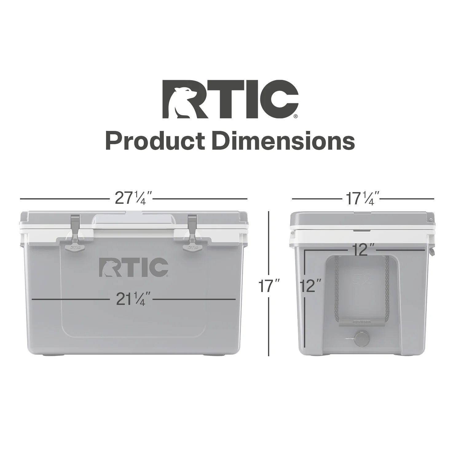 RTIC 52 QT Ultra-Light Hard-Sided Ice Chest Cooler, Dark Grey And Cool Grey, Fits 76 Cans