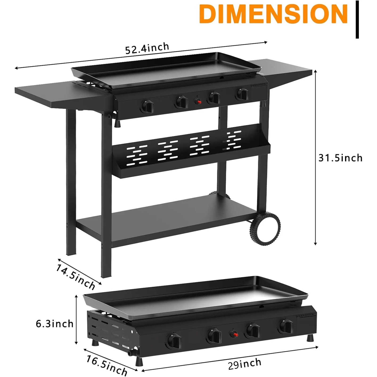 SUGIFT 4-Burner Propane Gas BBQ Grill Cooking Station