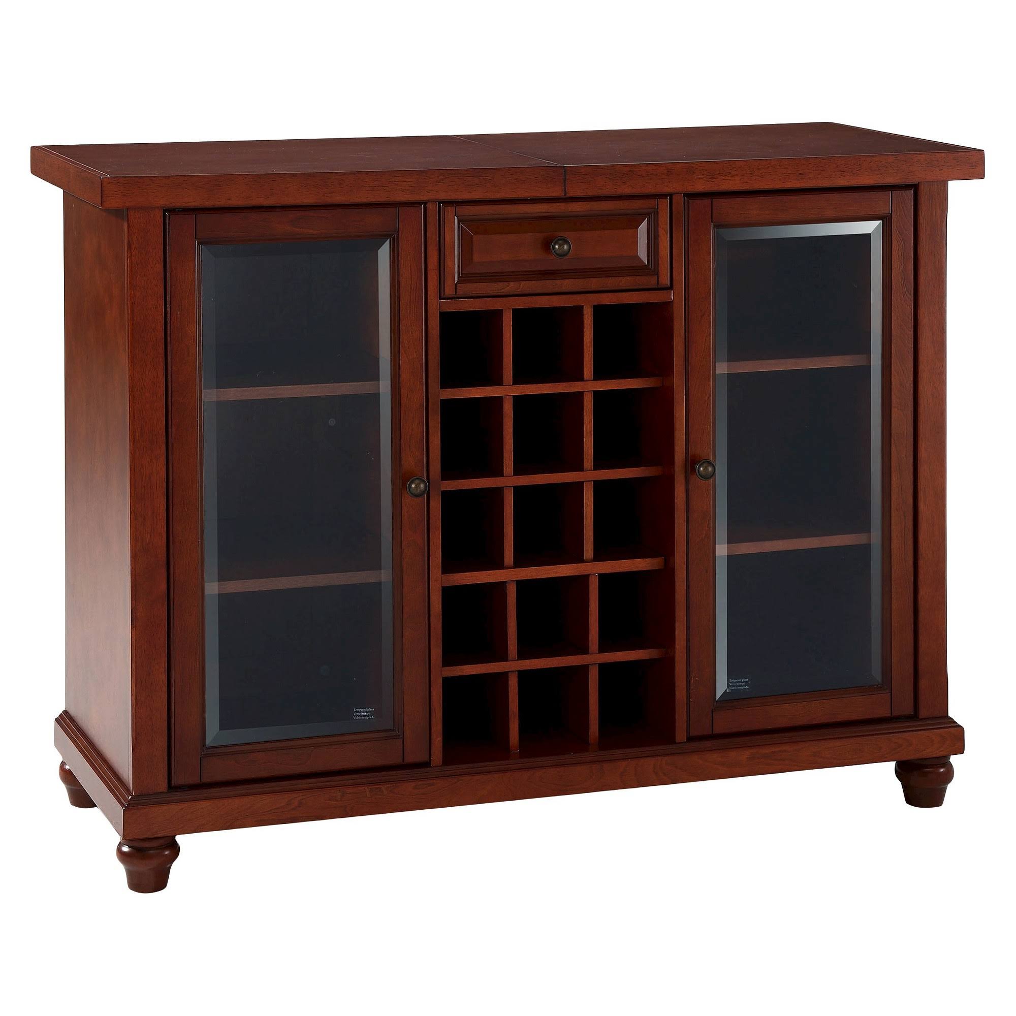 Crosley Cambridge Sliding Top Bar Cabinet Vintage Mahogany