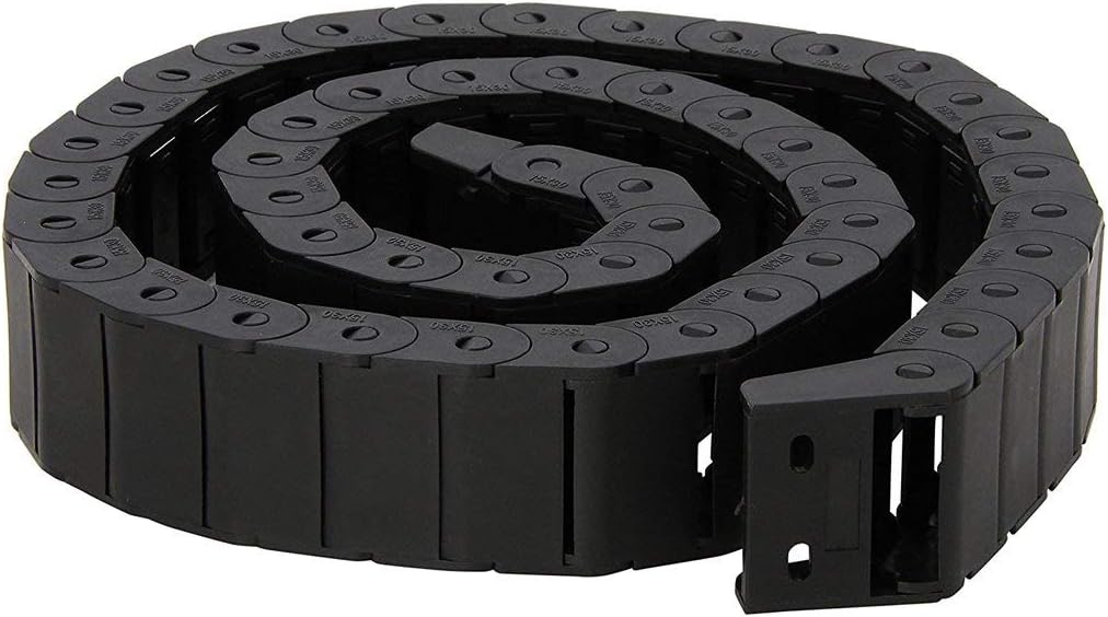 Fielect Drag Chain Cable Carrier Open Type with End Connectors R100 35X100mm 1 Meter Plastic for Electrical CNC Router Machines Black 1Pcs