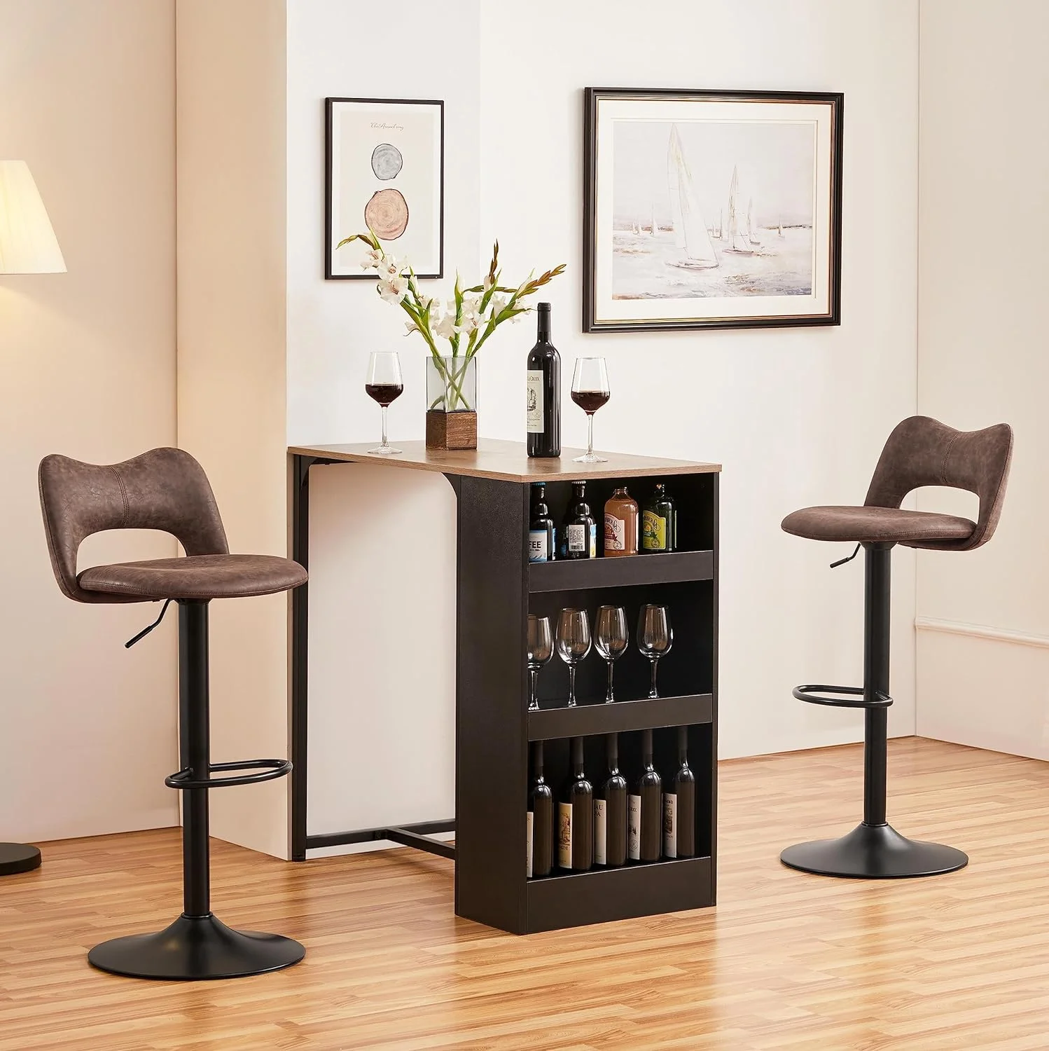 Bar Stools Set of 4 Tall Bar Stools Swivel Counter Height Stools Kitchen Island Chairs Height Adjustable Stools for Home Bar Kitchen,Grey