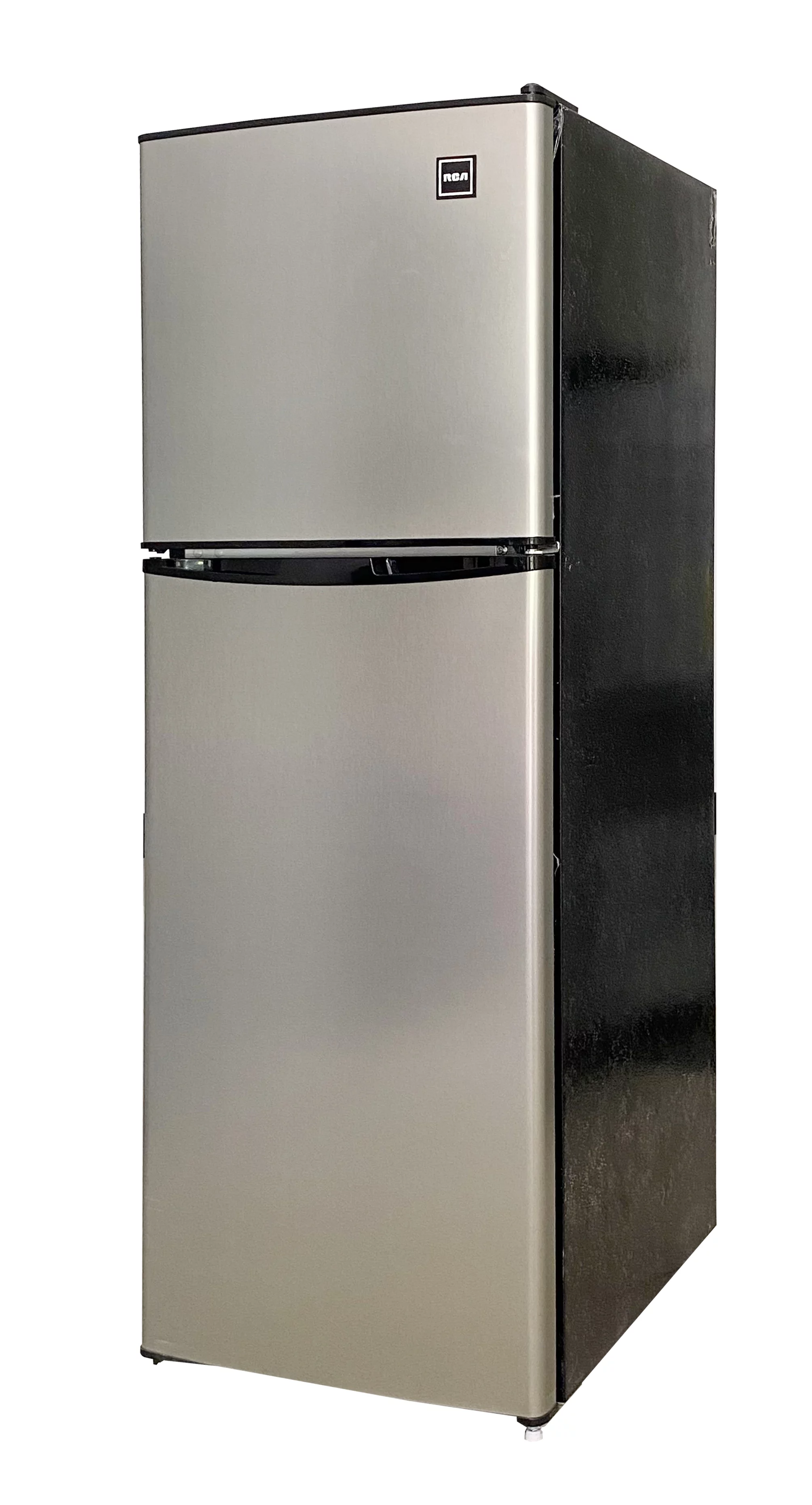RCA 4.7 Cu ft Two Door Mini Fridge with Freezer RFR459, VCM Stainless Steel