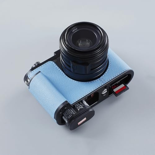 Camera Half Case for Leica Q3,SIUTATDSH Vintage Metal Genuine Leather Camera Protective Cases Stylish Portable Shockproof (BlackC)