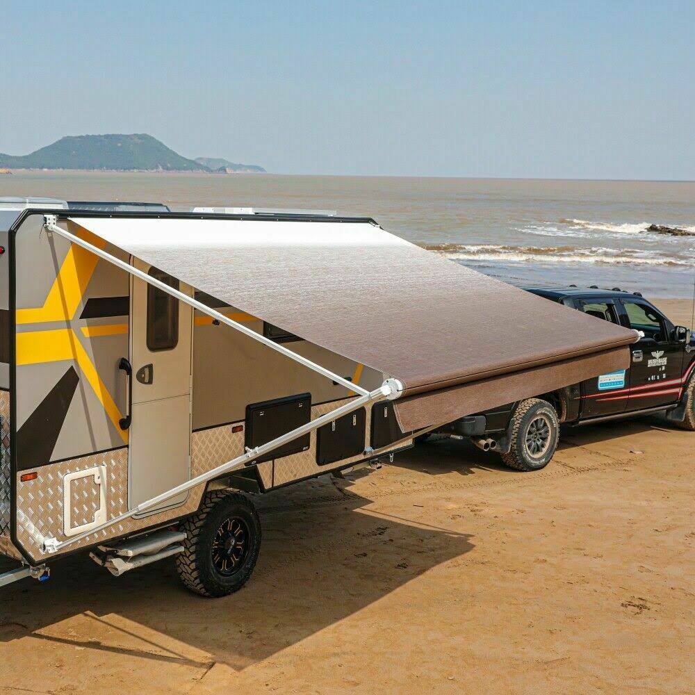 Aleko 12&x8& Retractable RV/Patio Awning, Brown Fade Color