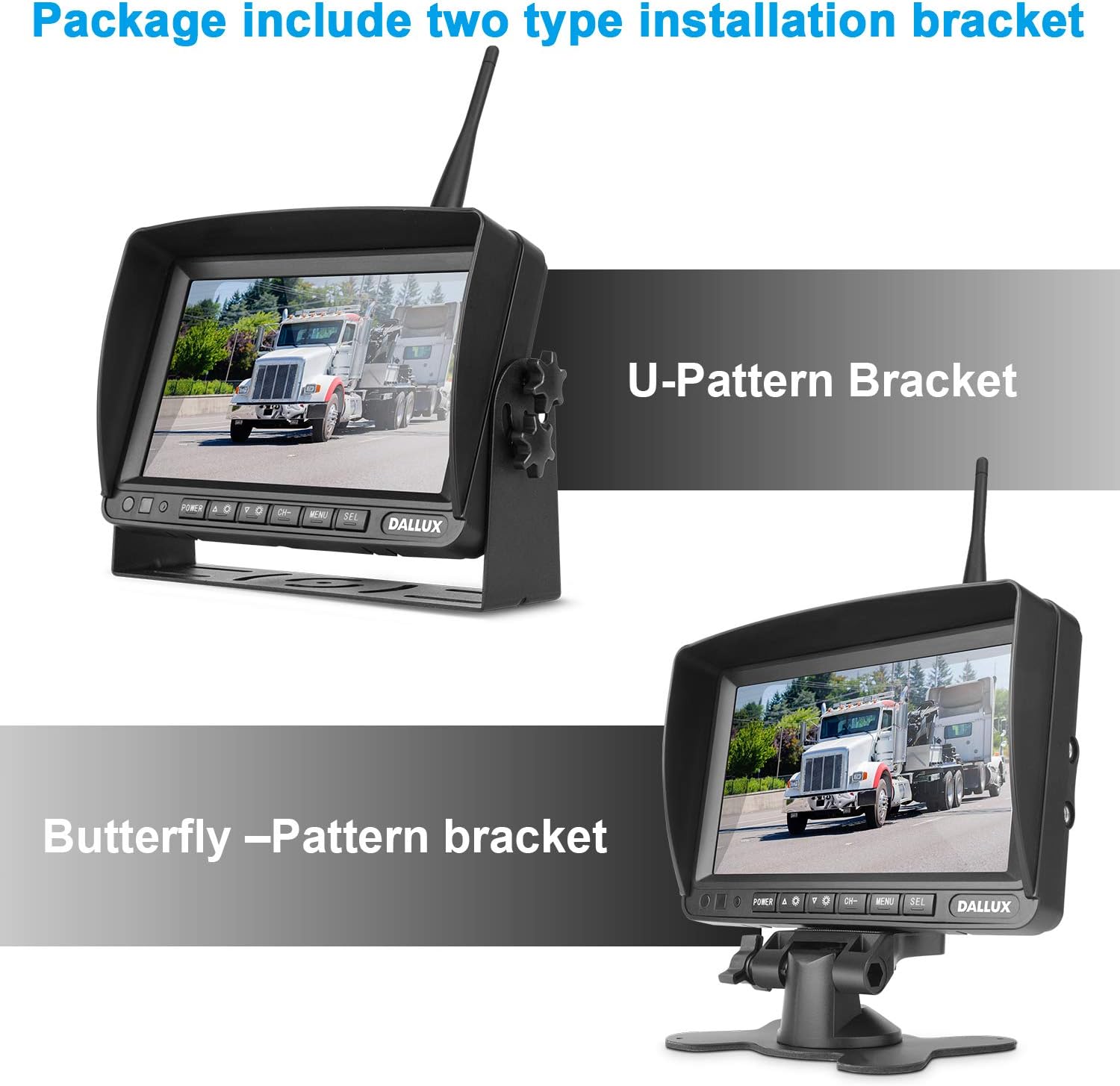 Truck Bus Digital Wireless Backup Camera Monitor System Kit, 7 inch DVR Monitor+HD IP69K Waterproof Night Vision Rear View Reverse Camera for Van Trailer 5th Wheel Pickup RV Campers Motor Home Boat