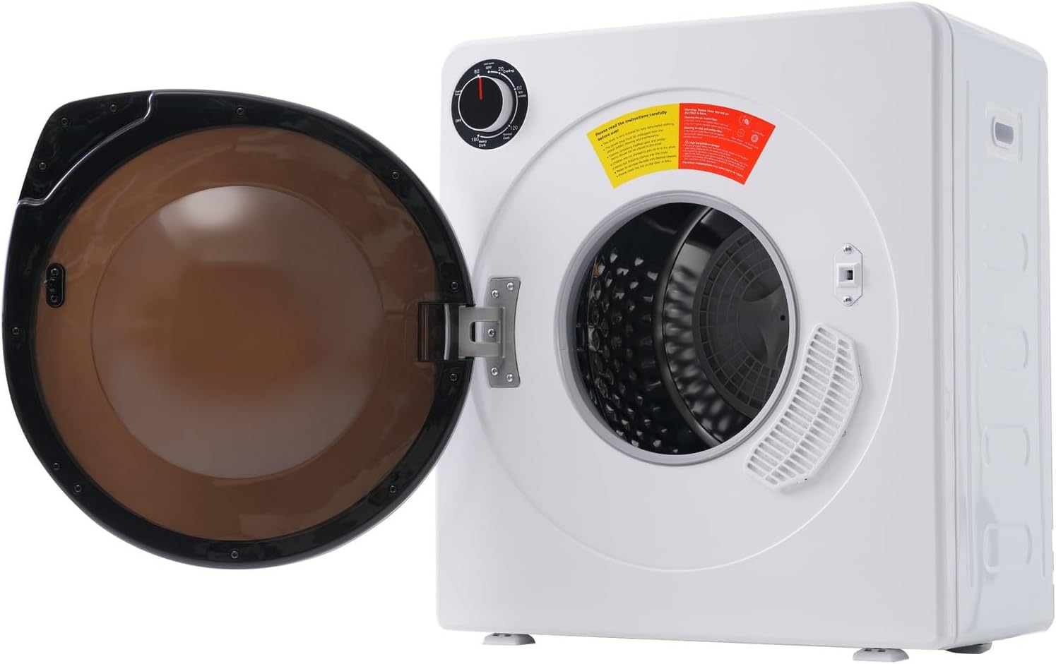 Compact Laundry Dryer, Electric Portable Clothes Dryer - 13.2 lbs Capacity, Stainless Steel Drum, Double Temperature Control Switch, 5 Drying Modes for Apartments, Home, Dorm - 1350W, White