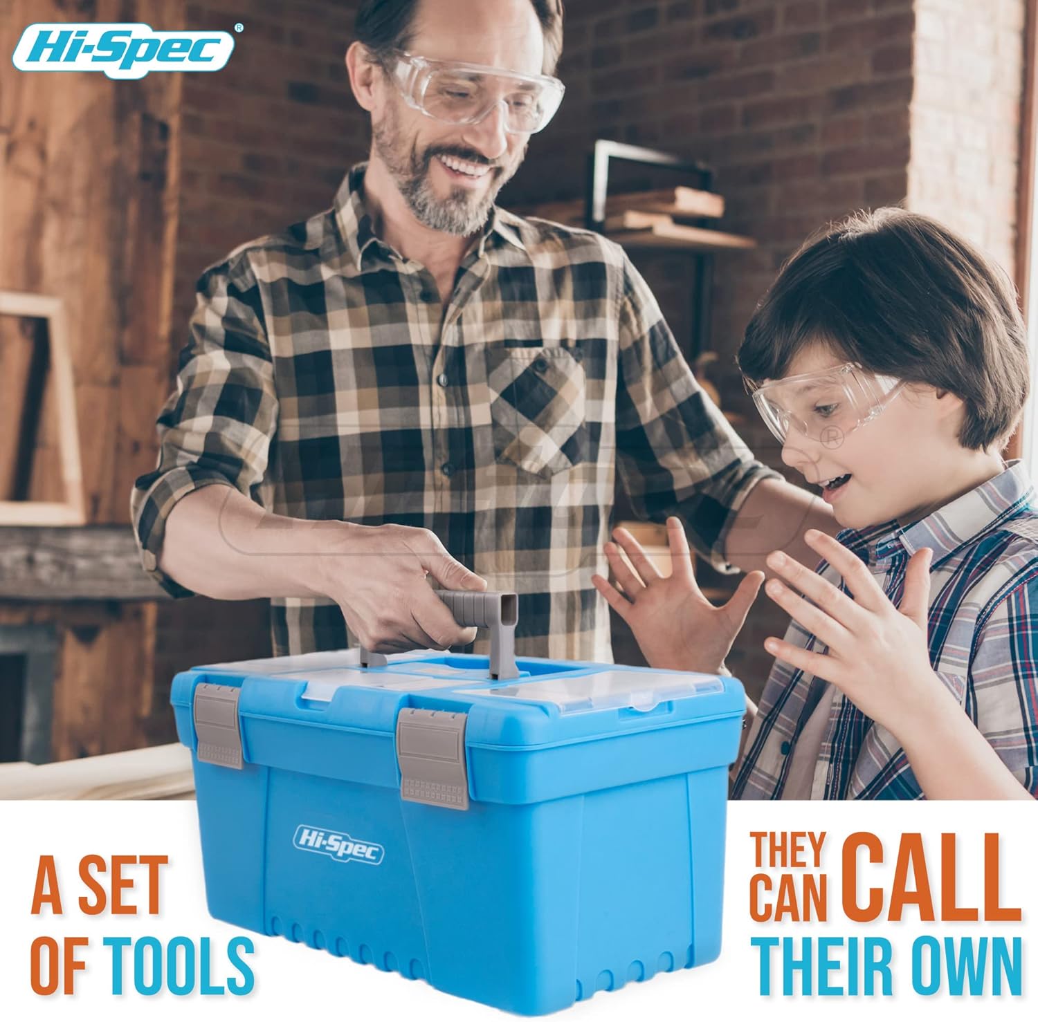 Hi-Spec 25 Piece Blue Beginners Tool Kit Set with Tool Box. Complete Carpentry Hand Tools for Kids and Adult DIY Starters Pack of 2