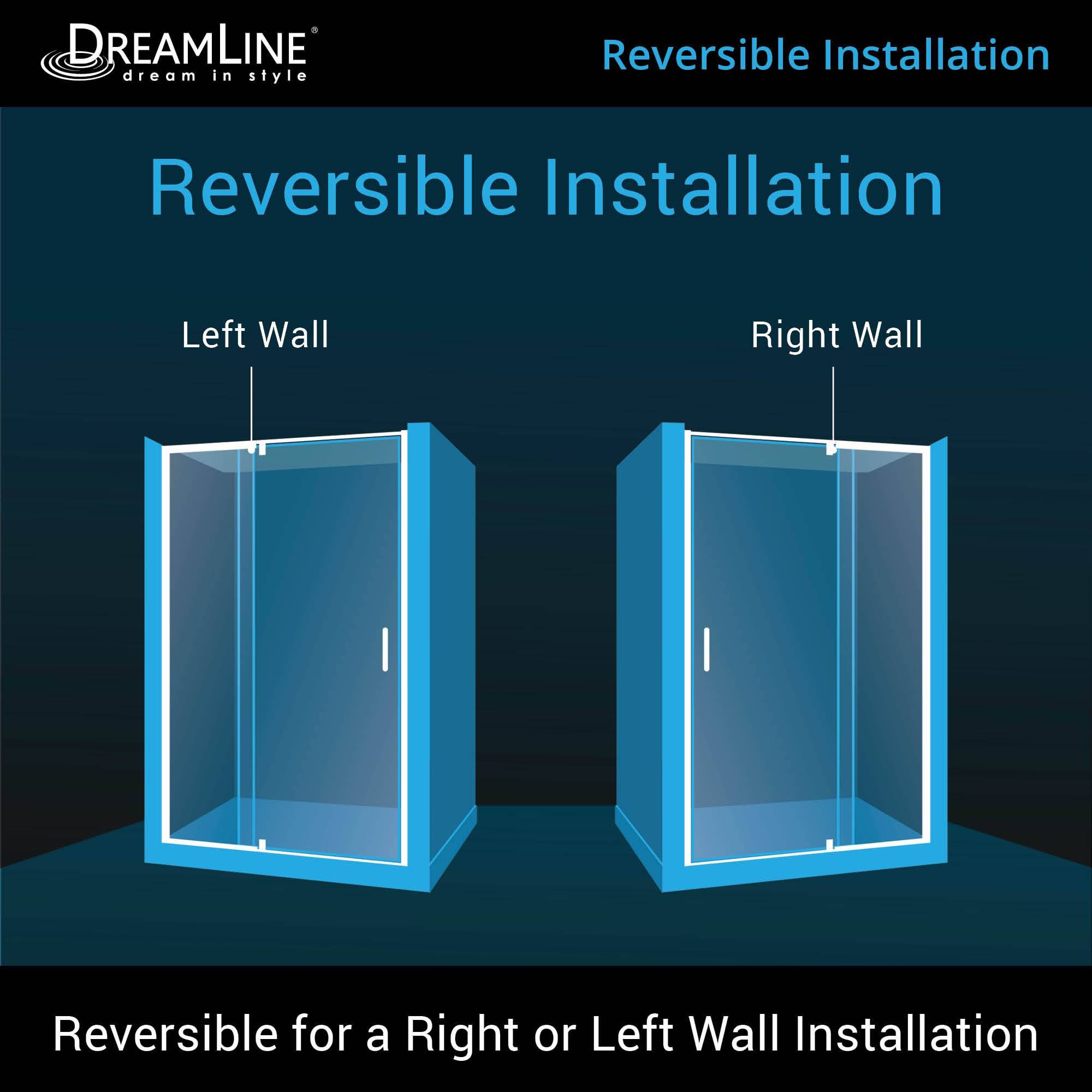 DreamLine DL-6219C-22-01 Flex 32x22D x 42x22W x 74 3/4x22H Semi-Frameless Pivot Shower Door in Chrome with Center Drain Biscuit