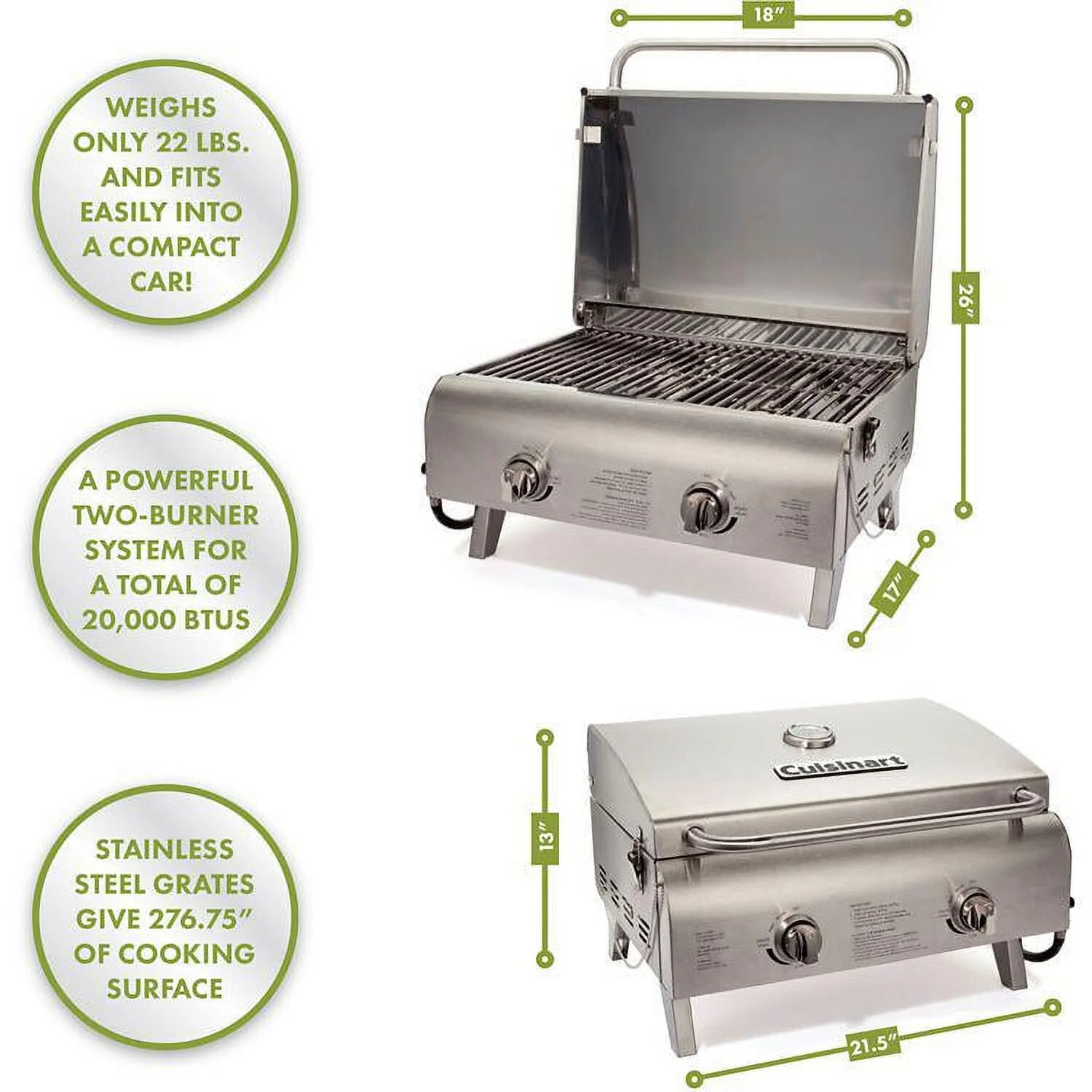 Cuisinart Gas Chef's Style Tabletop Grill, Stainless Steel