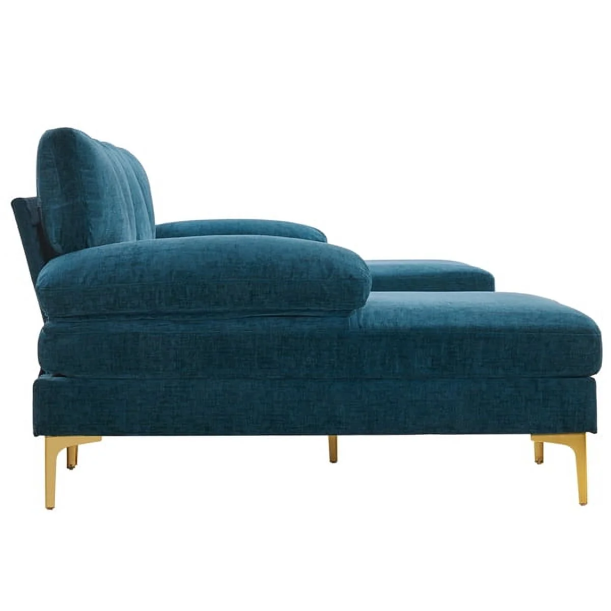 SYTHERS Convertible Sectional Sofa U-Shaped Couch 4-Seat Modern Chenille Sectional Sleeper Sofa with Memory Foam & Double Chaise & Comfortable Backrest, Oversized Seats, Dark Blue