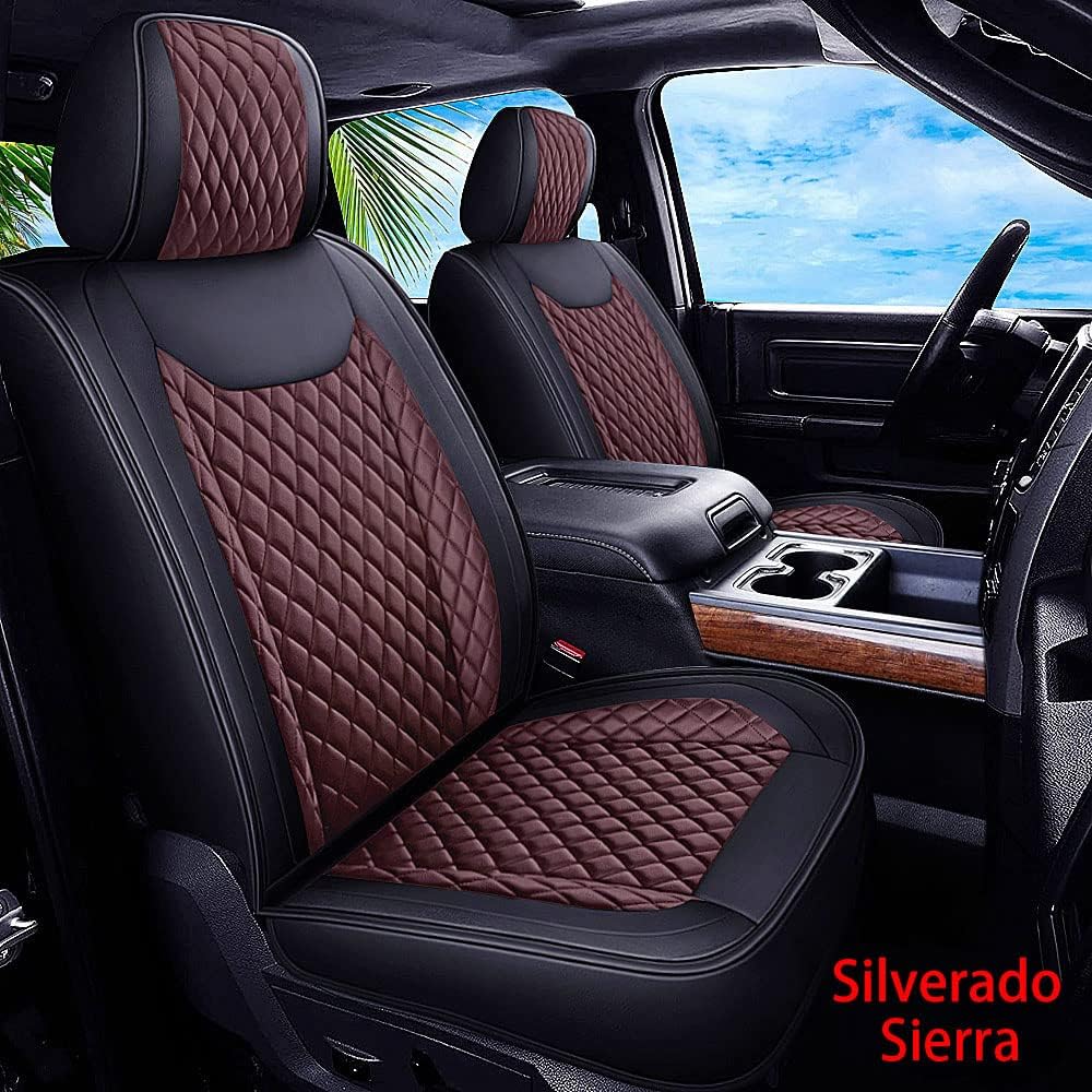 Aotiyer Seat Covers for Chevy Silverado GMC Sierra Pickup Seat Protectors Fits for 2007-2022 1500 2500HD 3500HD Crew Double Extended Cab