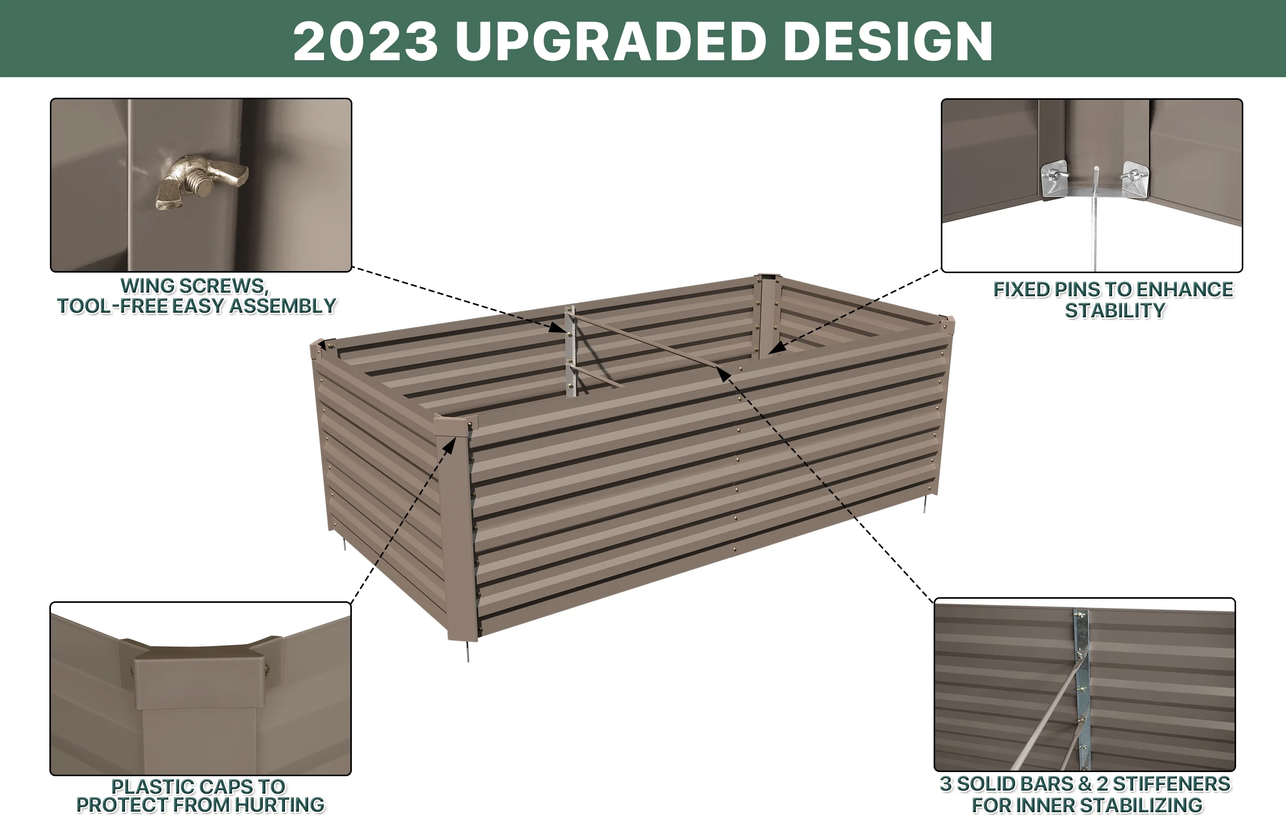 Galvanized Raised Deep Garden Bed 6x3x2 ft Steel Rust-Resistant Planter Box Outdoor Gardening Large Elevated Metal Container for Vegetables, Herbs, Flowers, shrub, fruit trees seedlings Brown