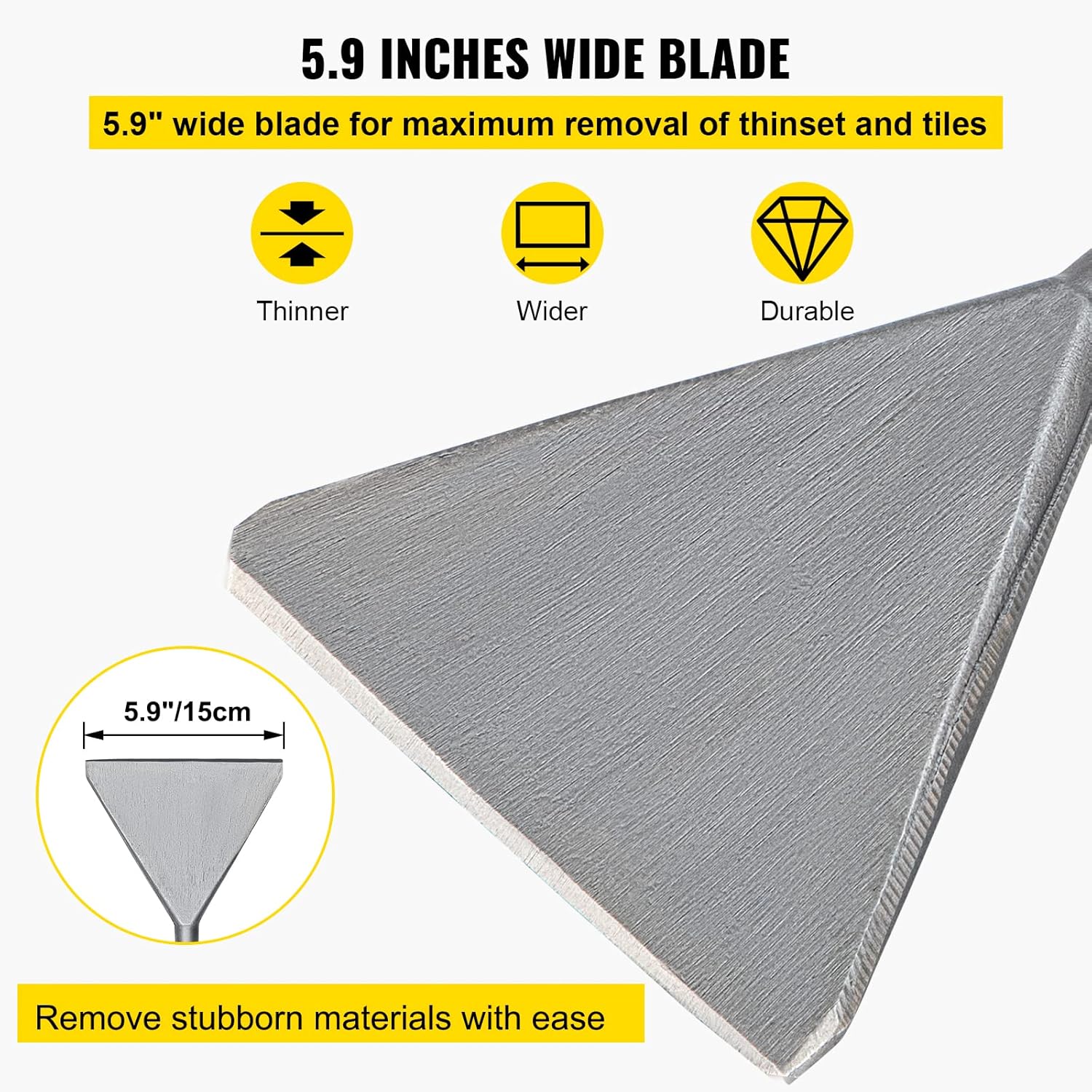 VEVOR Clay Spade, 5.9" x 15.7" SDS Max Shank, 40Cr Steel Jackhammer Bit for Electric Demolition Jack Hammer w/Point Chisel, Trenching and Digging Shovel Bit for Clay, Gravel, Frozen Soil Pack of 2