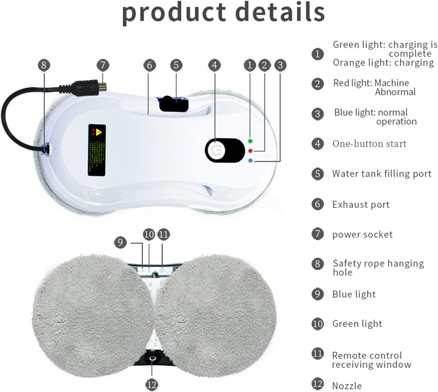 Window Cleaner Robot,Smart Window Vacuum Cleaner with Automatic Water Spray,Glass Cleaning Robot with Remote Control,for Interior/Exterior Highrise Windows