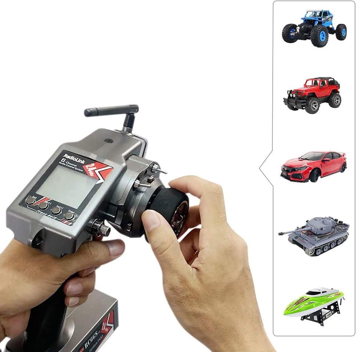 Radiolink RC6GS V2 6CH RC Transmitter and Receiver R7FG 2.4g Gyro and Two-Way Transmission Telemetry Receiver Radio Remote Controller for RC Crawler Cars Boats (600m)