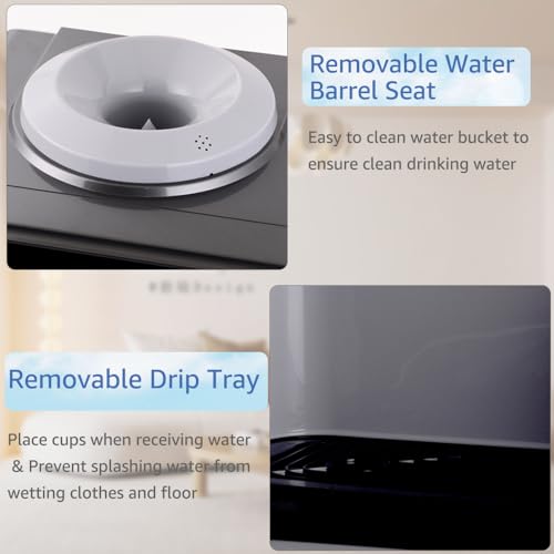 Top Loading Water Cooler Dispenser, Water Cooler Dispenser with Removable Drip &Storage Cabinet, Water Cooler for Home Office Dormitory