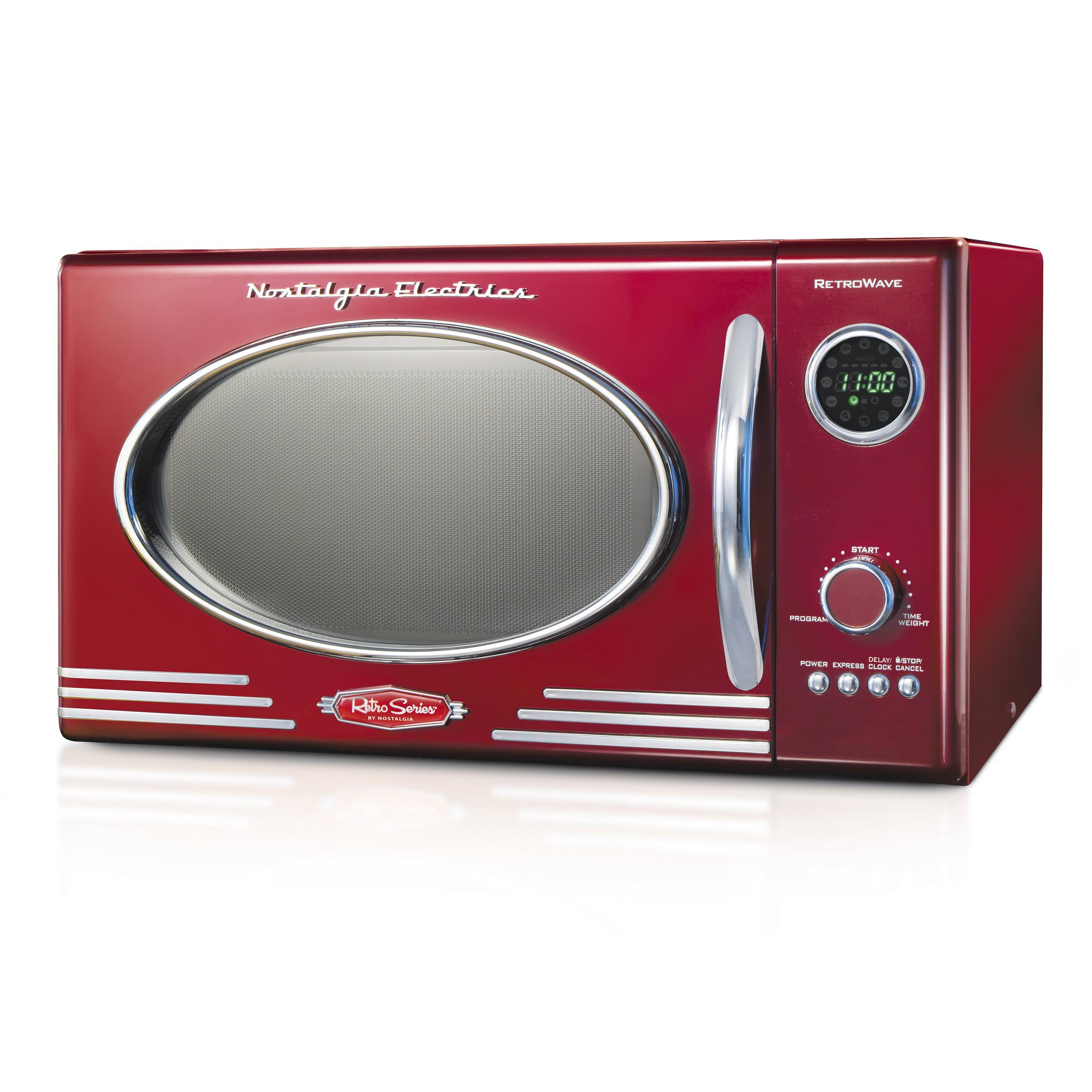 Nostalgia RMO4RR Retro Large 0.9 Cu ft Countertop Microwave Oven Metallic Red