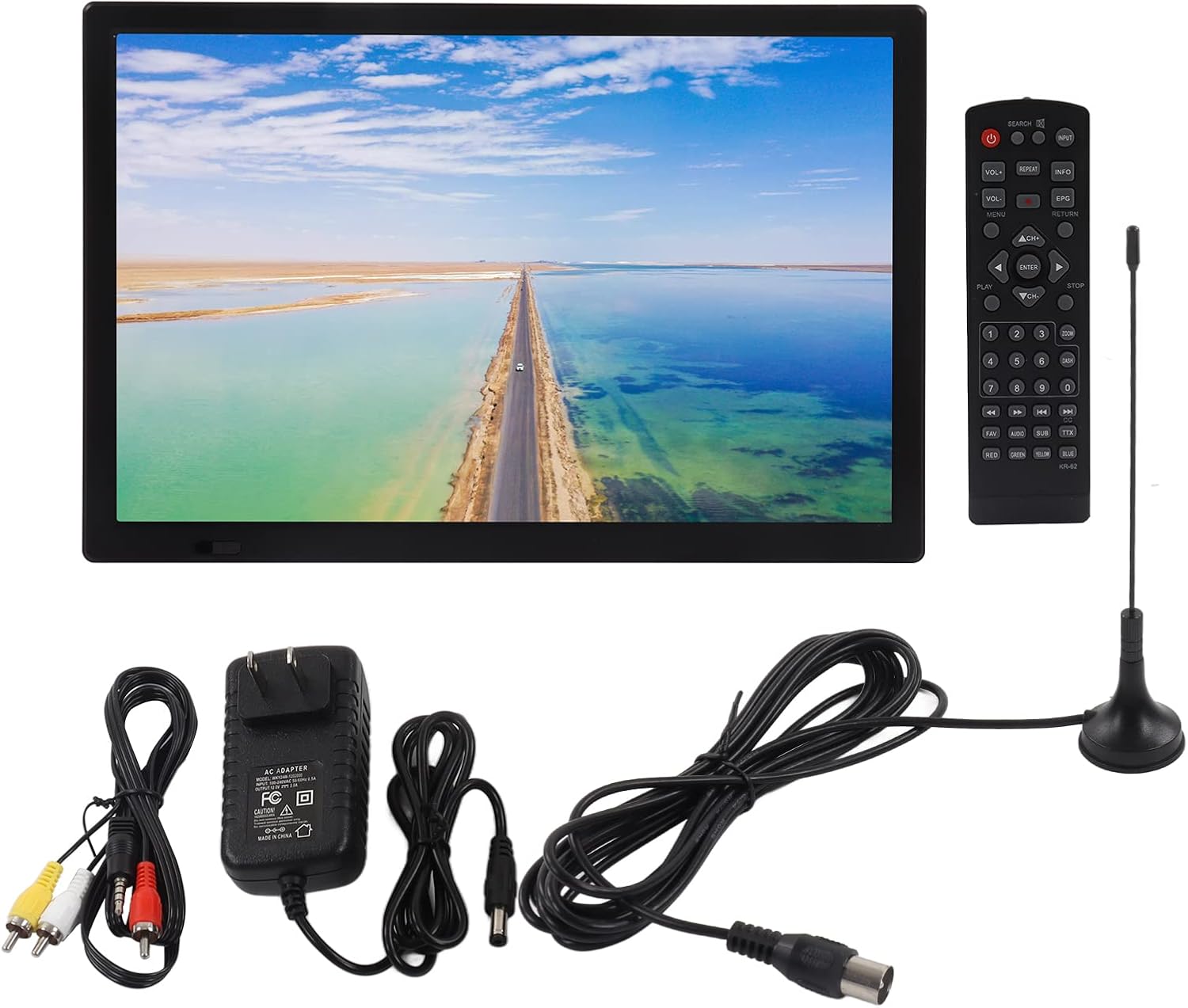 Portable Digital TV, 15.4 inch Rechargeable LED TV with High Sensitivity Tuner for Car and Outdoor, Supports 1080p Video, MV, MOW, AVI, W, MP4, FIV