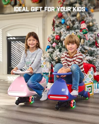 FanttikRide 12V N7 Pro Electric Wiggle Car with Pedal, Rechargeable Battery, CyberWiggle, 2 in 1 Swing Car, 2 Speed, Anti-Rollover, Flashing Wheels, Bluetooth, for Ages 3 and Up, 150 Lbs, Blue