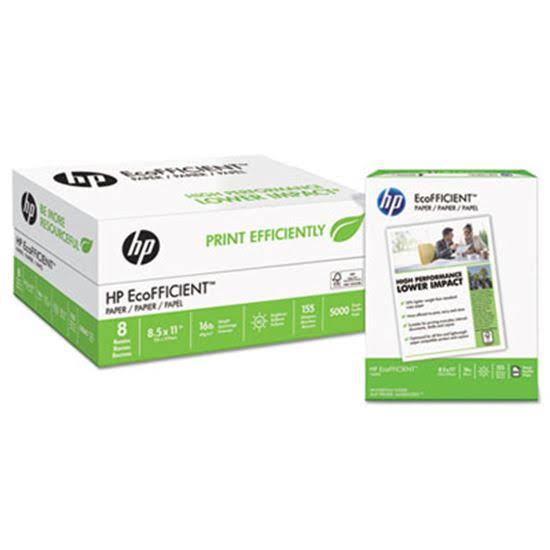 HP EcoFFICIENT Paper 92 Brightness 16lb 8 1/2 x 11 White 5000 Sheets/Carton 216000