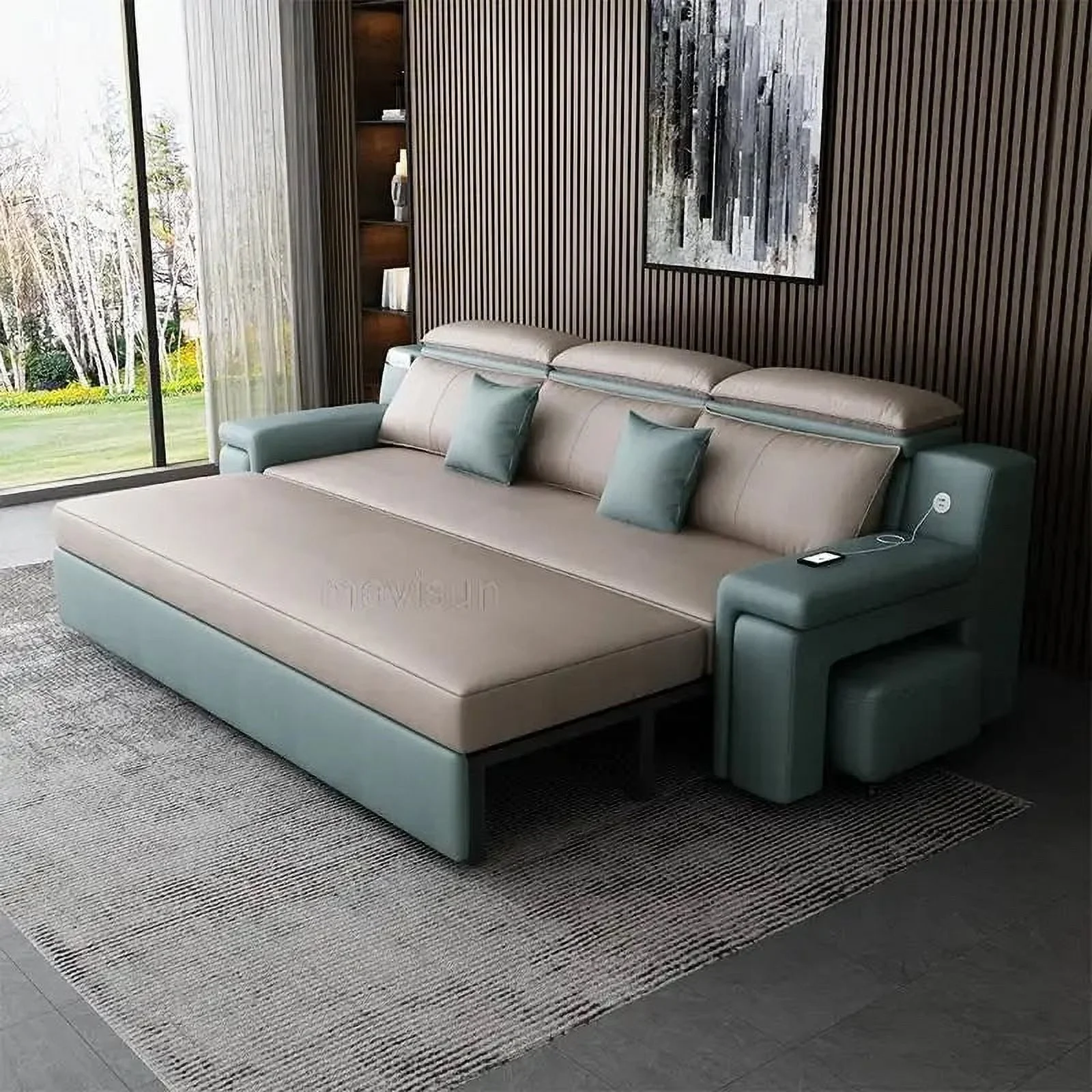 Modern Multifunctional Technology Cloth Sofa Bed Living Room Small Apartment Storage Folding Sofa Chaise Smart Home Furniture