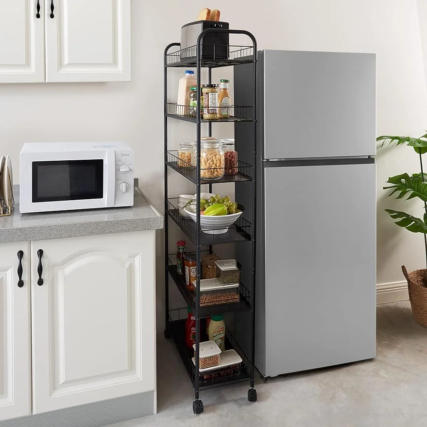 CIATRE 6 Tier Slim Rolling Storage Cart, Mobile Shelving Unit with Wheels, Metal Wire Storage Shelving Rack with Baskets for Kitchen Bathroom Office Laundry Narrow Piaces - Curated Treasures Market