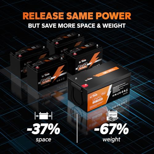LiTime 12V 100Ah LiFePO4 Battery BCI Group 31 Lithium Battery Built-in 100A BMS, Up to 15000 Deep Cycles, Perfect for RV, Marine, Home Energy Storage