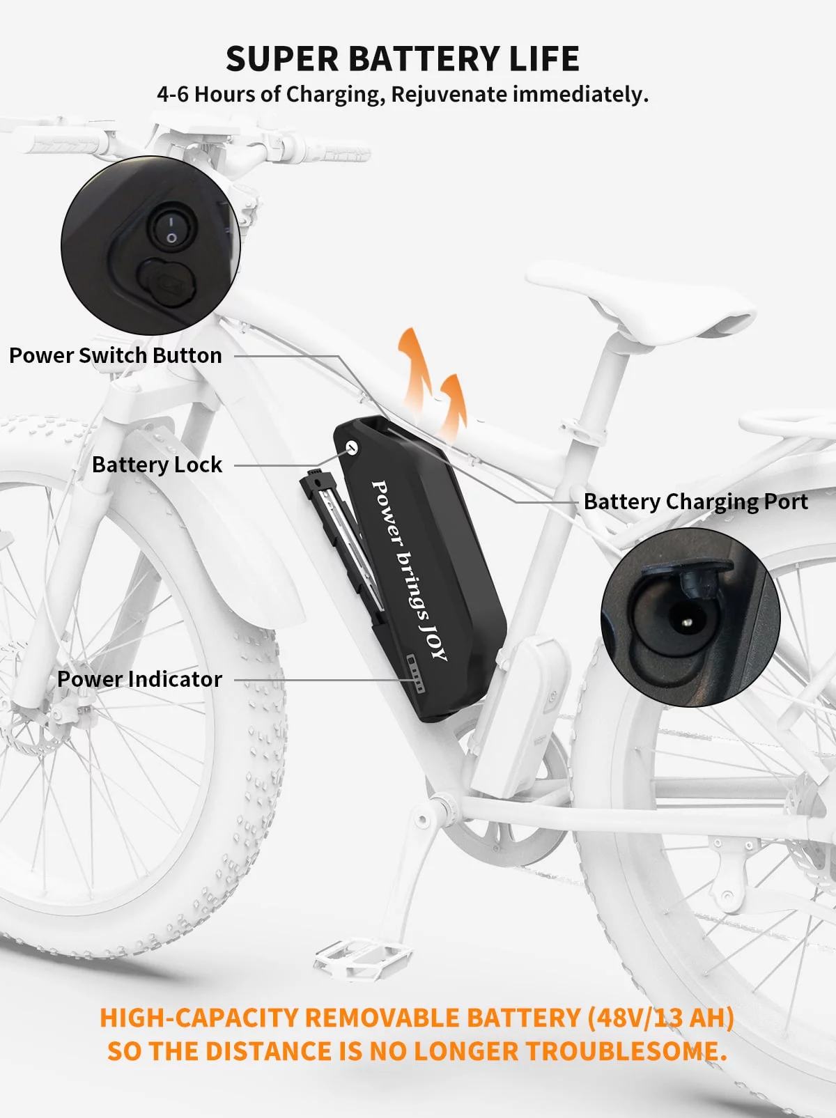 Aostirmotor Electric Mountain Bike 750W 48V13AH Removable Lithium Battery& Pedal Assist Fat Tire Electric Bicycle for Adults