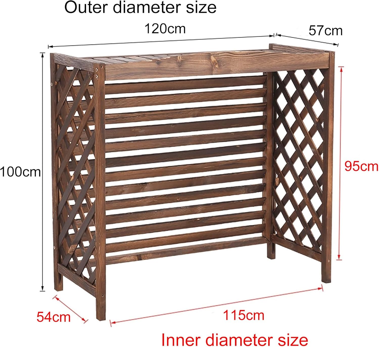 Ac fence for outside unit, Air Conditioner Privacy Fence Screen Outdoor, Outdoor unit mini split air conditioner cover, air conditioner fence 3 panel, Free Standing Plant Stand(Size:120*57*100cm)