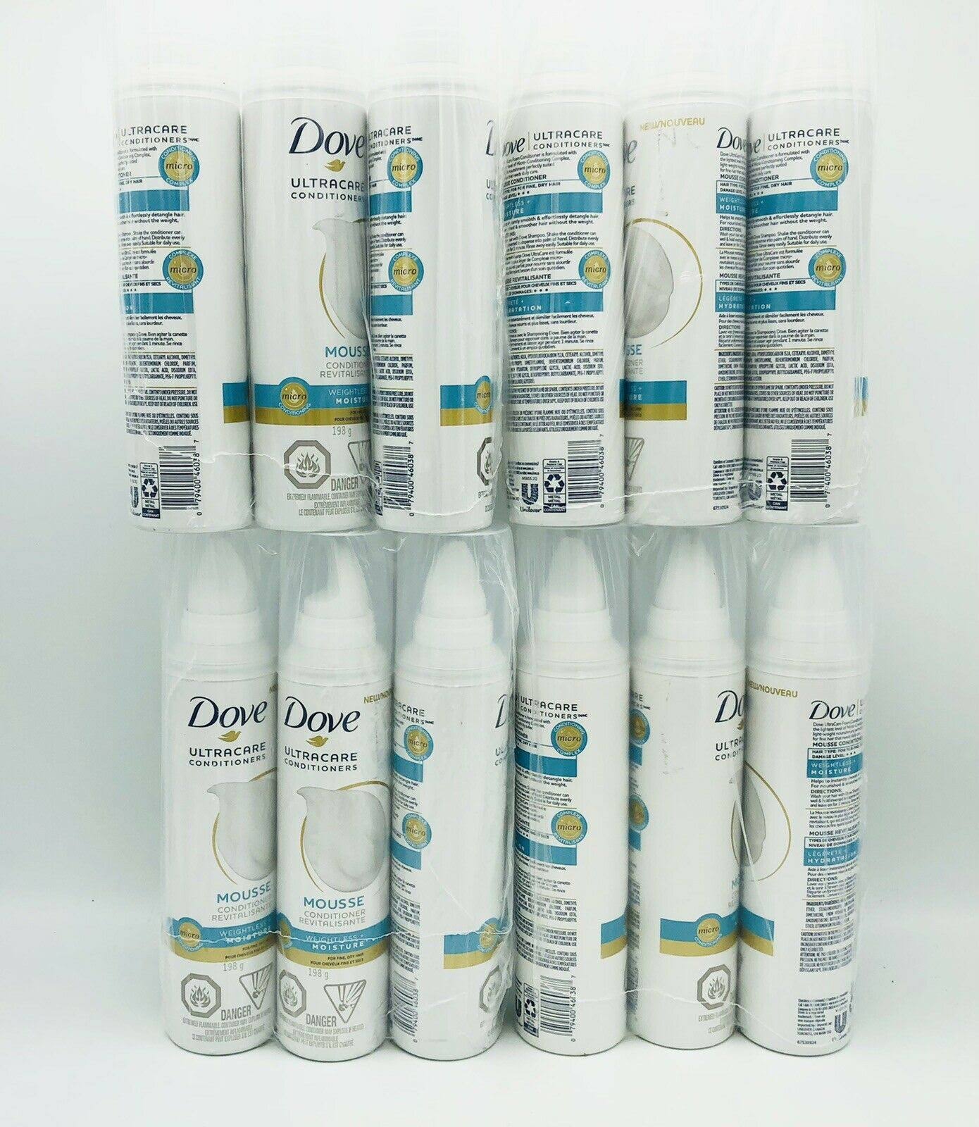 6 x Dove UltraCare Conditioners Mousse Foam Weightless Moisture 198g 7oz New