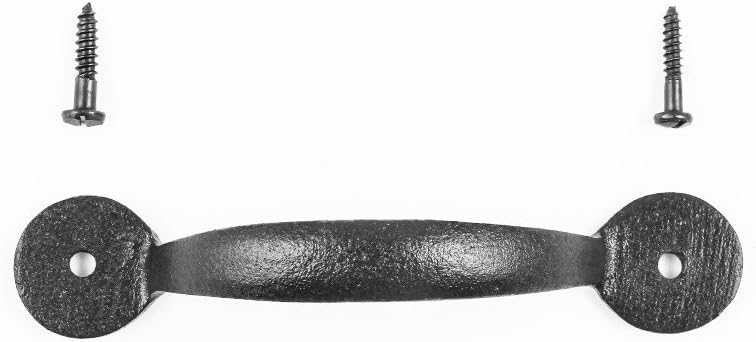 Renovators Supply Black Drawer Or Cabinet Door Pull Wrought Iron 4 7/8 Inch Antique Design Cabinet Or Drawer Handle Powder Coat Finish Includes Mounting Hardware Pack Of 12