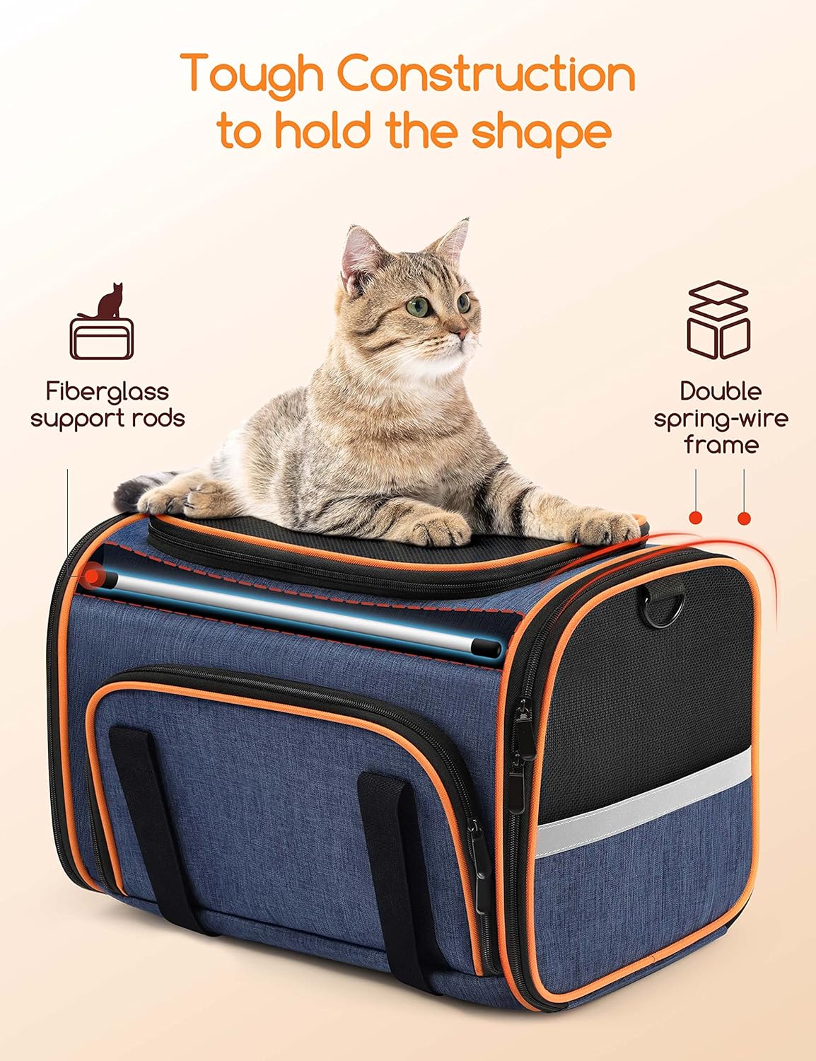 Cat Carrier, Meowant Airline Approved Pet Carrier, 3 Sides Expandable Soft Cat Carrier with Fleece Pad for Cats, Dogs, Puppy and Small Animals