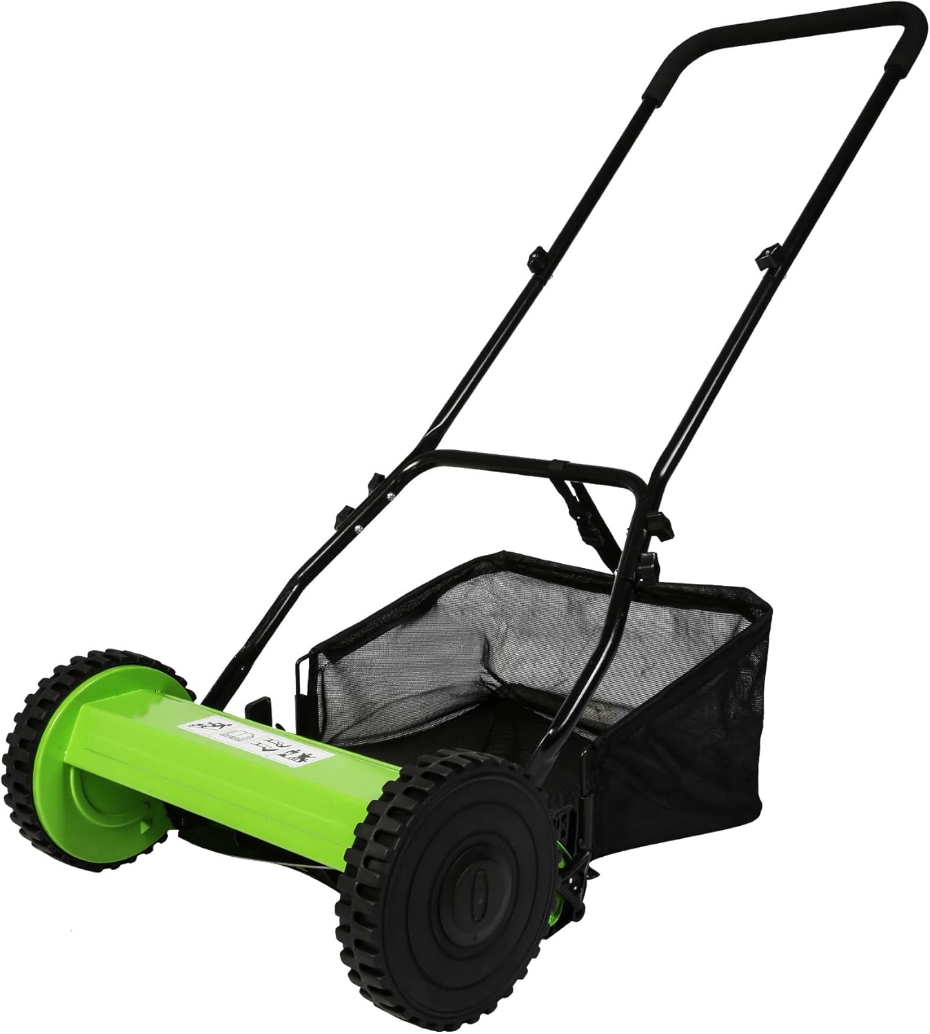 Push Cordless Lawn Mower,16-Inch Manual Reel Lawn Mower w/Detachable Grass Catcher,5-Blade Walk-Behind Lawn Mowers,Green