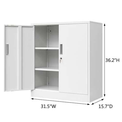 Metal Storage Cabinet, 71" H Locking Cabinet with 5 Adjustable Shelves for Garage, Classroom, School, Home, Office, Pantry-Black