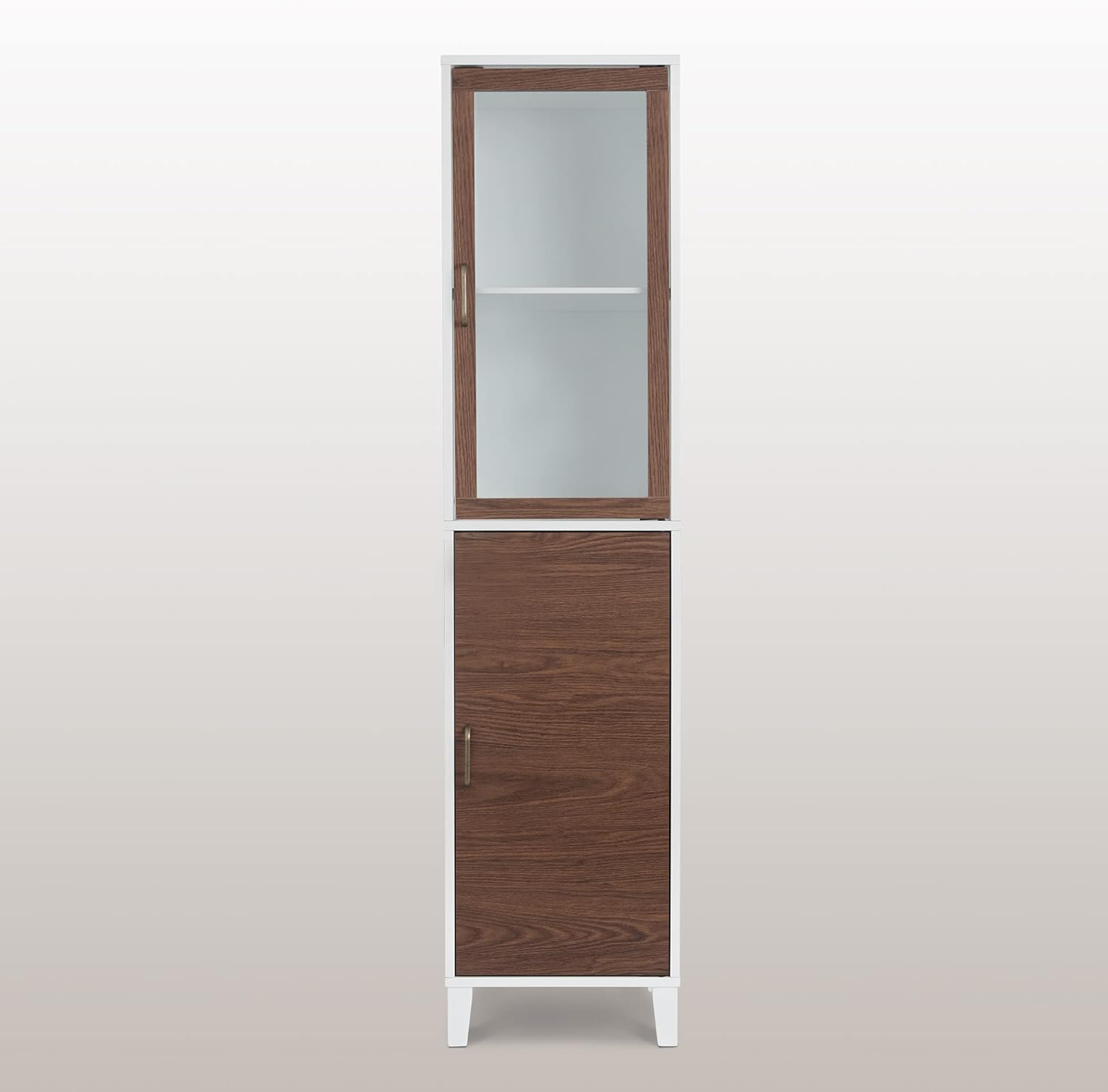 Elegant Home Fashions Tyler Bathroom Linen Cabinet, White/Natural Wood