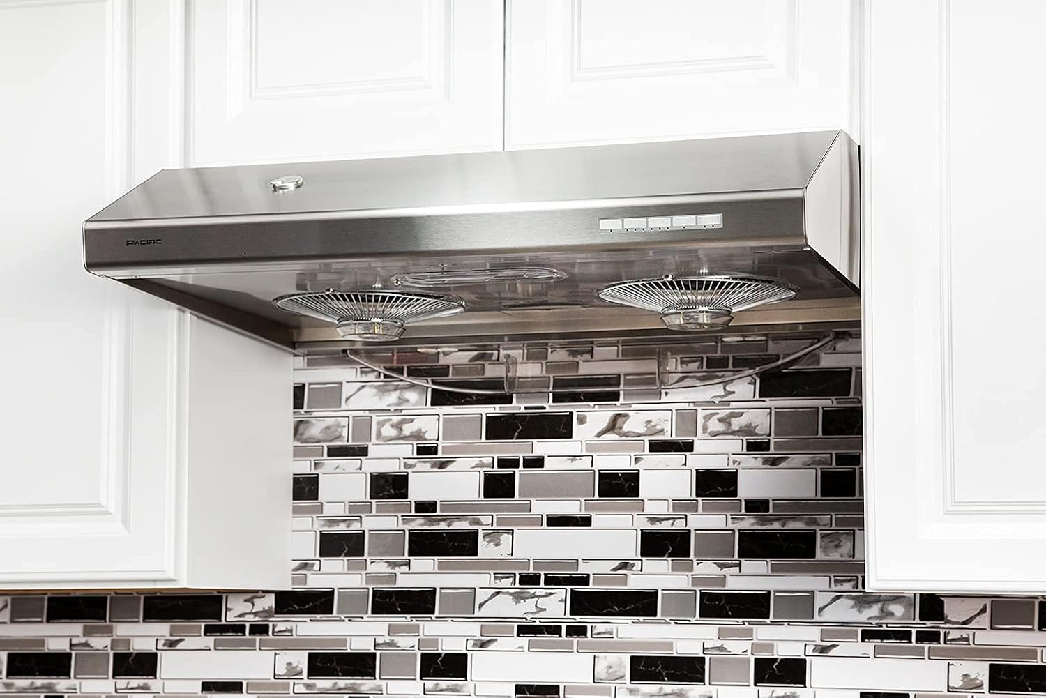 Pacific Kitchen Vent Hood AC30BS – 30 Inch Under Cabinet Range Hood – Filterless Modern Stainless Steel Hood Vent with 900 CFM Suction, Dual Fans, LED Touch Controls and Auto-Clean Function