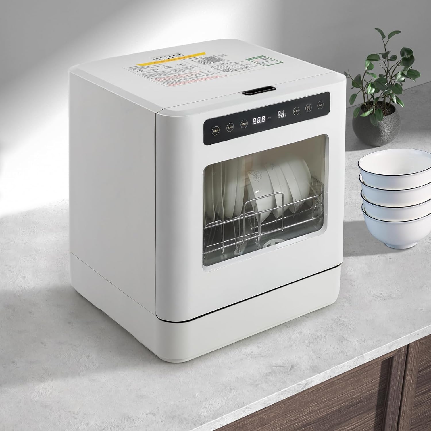 Portable Countertop Dishwashers,Compact Dishwashers,4 Cleaning Modes,Portable Mini Dishwasher for Apartments& RVs 158°F High-Temp& Air-Dry Function