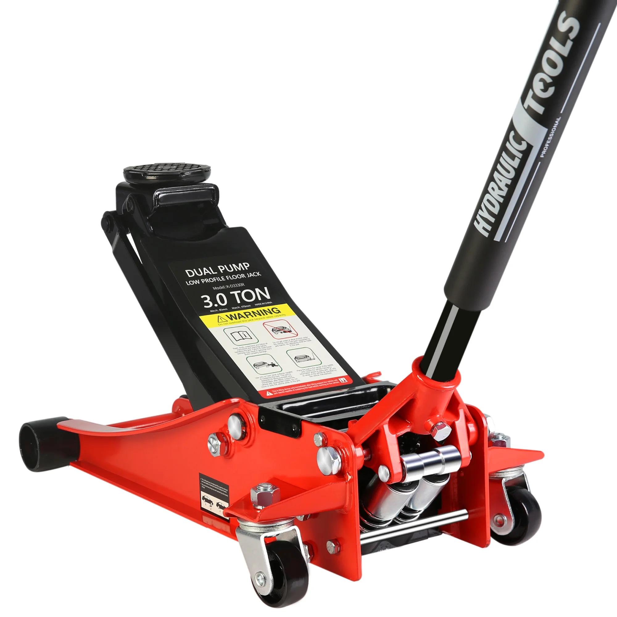 Hydraulic Low Profile and Steel Racing Floor Jack with Dual Piston Quick Lift Pump,3 Ton (6600 lb) Capacity, Lifting range 3.3"-18.5" - Curated Treasures Market