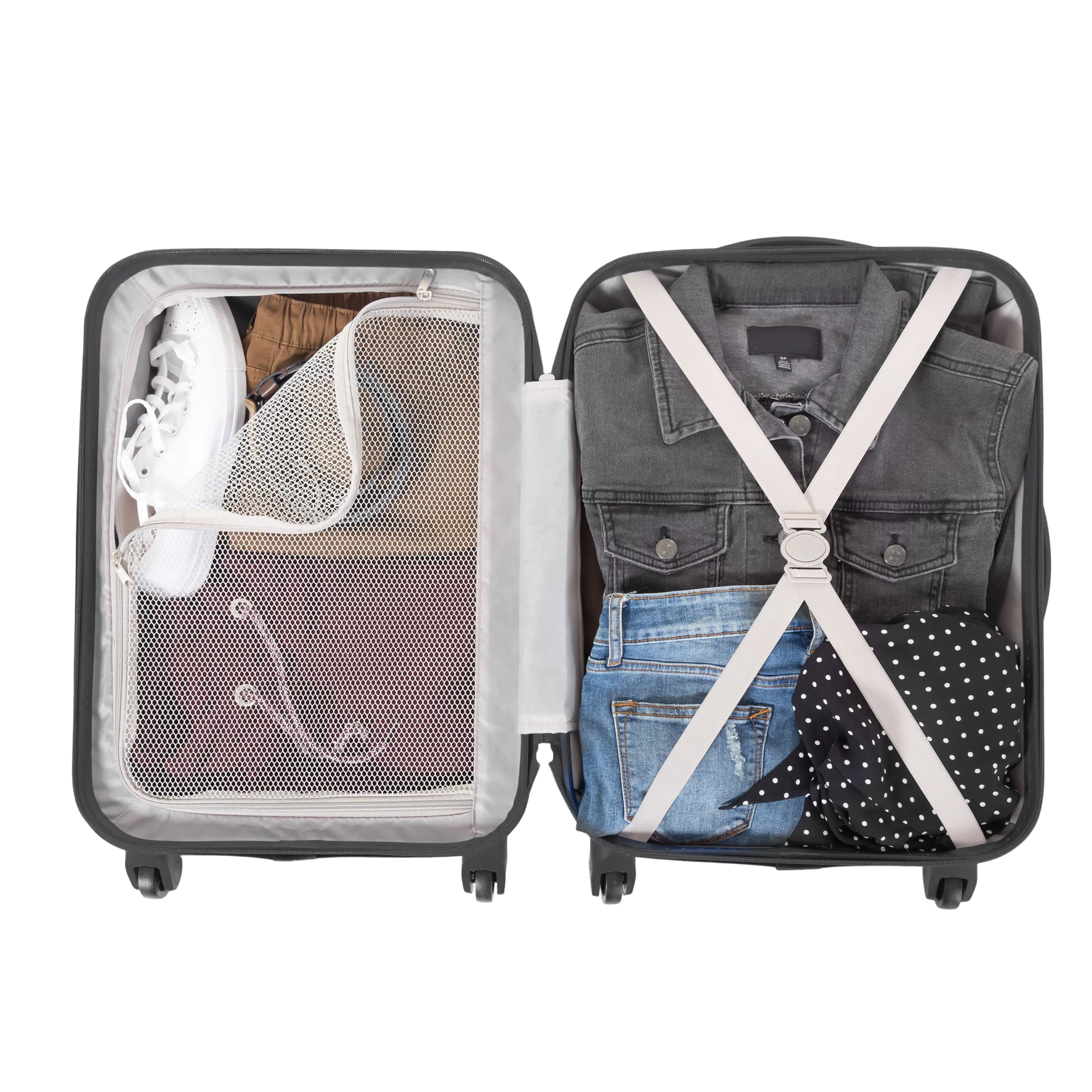 Jetstream 3 Piece Set Hardside Spinner Luggage, 20" Carry On, 24" and 28" Checked Luggage Trio, Black