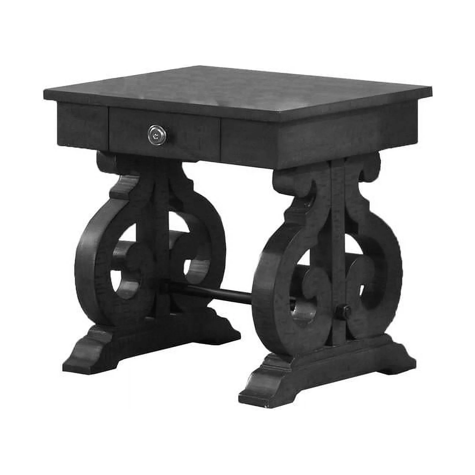 Solid Wood Coffee Table and End Table in Dark Gray