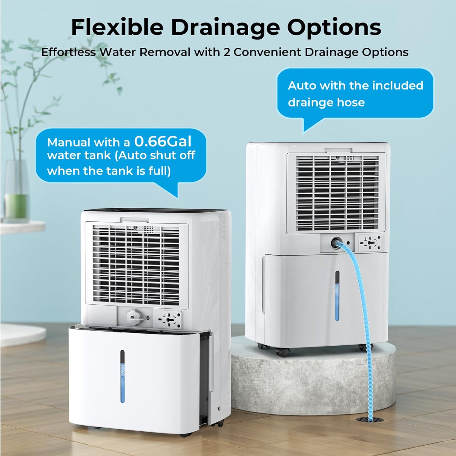 5000 Sq.ft Dehumidifier for Basement, 52 Pints Dehumidifiers with Drain Hose for Home Large Room Bedroom, Quietly Moisture Removal, Intelligent Humidity Control, 4 Operation Modes, 24H Timer