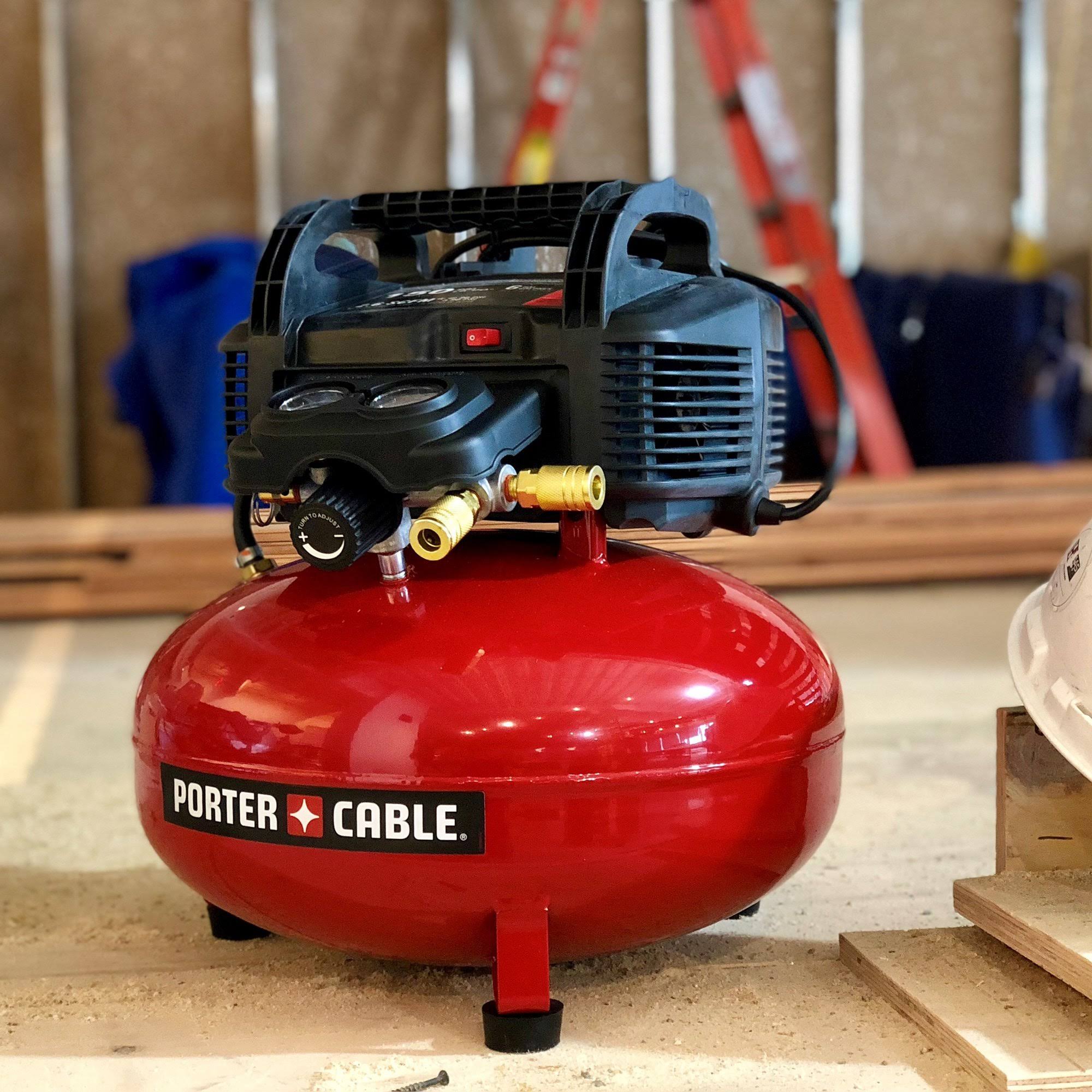 Porter-Cable C2002R Oil-Free Pancake Air Compressor, 0.8 HP, 6 gal