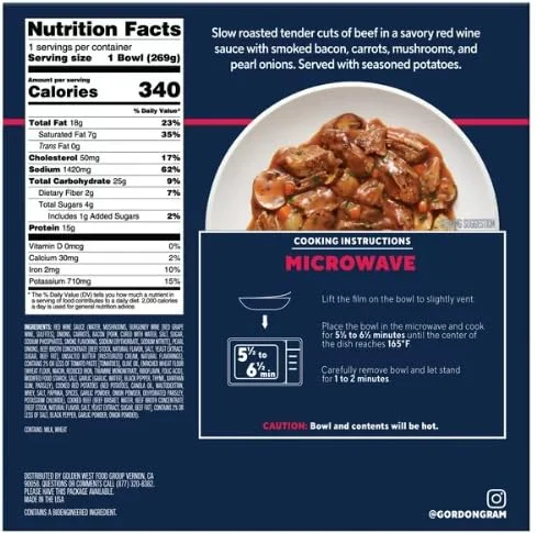 Gordon Ramsay Red Wine Braised Beef, Frozen Meals, 9.5oz - Pack of 10