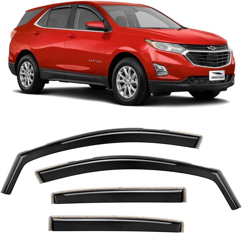 Voron Glass in-Channel Extra Durable Rain Guards for Chevrolet (Chevy) Equinox 2018-2022, Window Deflectors, Vent Window Visors, 4 Pieces - 220126 Pack of 2