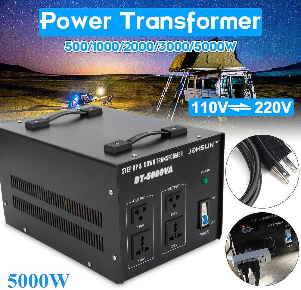 5000 Watt Voltage Converter Transformer, Heavy Duty Step Up & Step Down Voltage Converter, 110V/220V, Circuit Breaker Protection